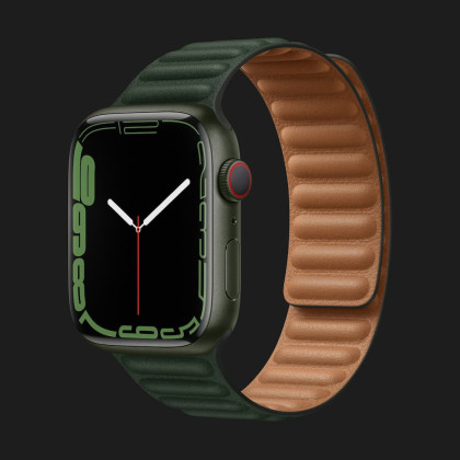 Apple Watch Series 7 45mm Green Aluminum Case with Sequoia Green Leather Link (MKNQ3/ML803)